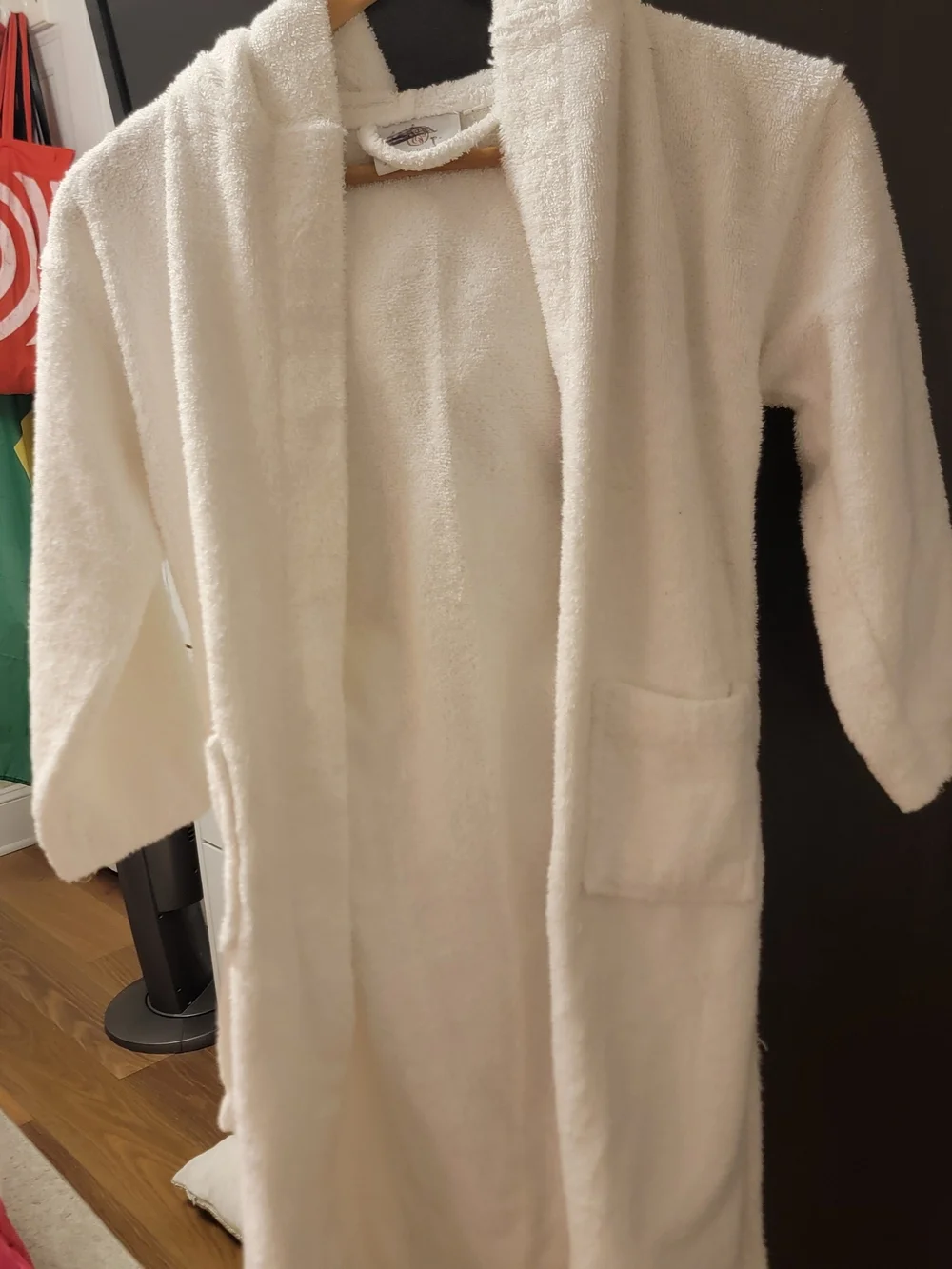 White Plush Hooded Bathrobe - Brand Not Visible